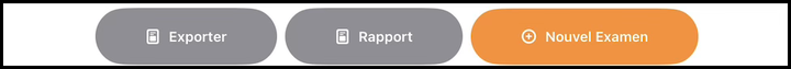 Bandeau d'actions : Exporter, Rapport, Nouvel examen.