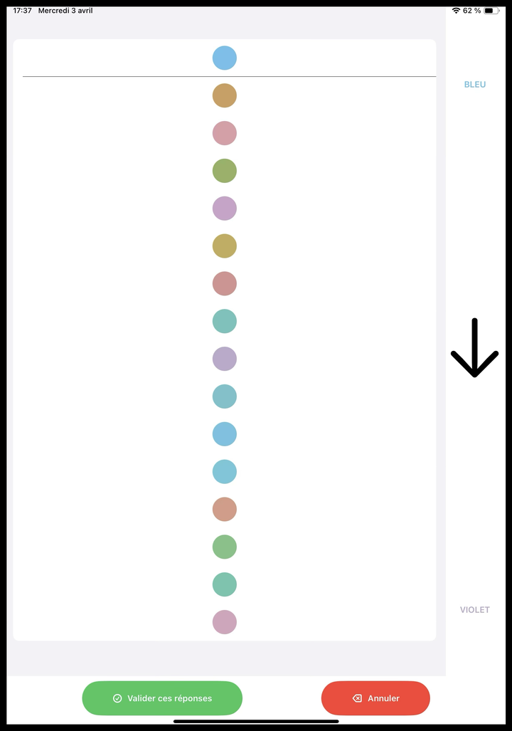Réalisation du test de classification de couleurs.