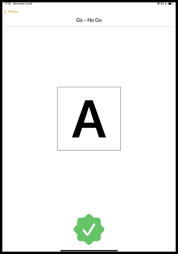 Réalisation du test de temps de réaction moteur.