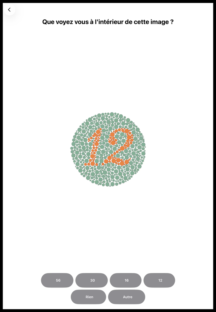 Réalisation du test — atlas d'Ishihara.
